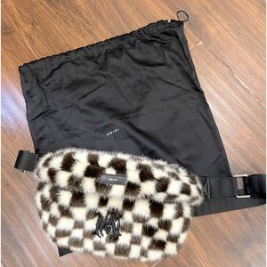 Amiri black & white checkered fur belt bag /bum bag/crossbody DS 100% authentic